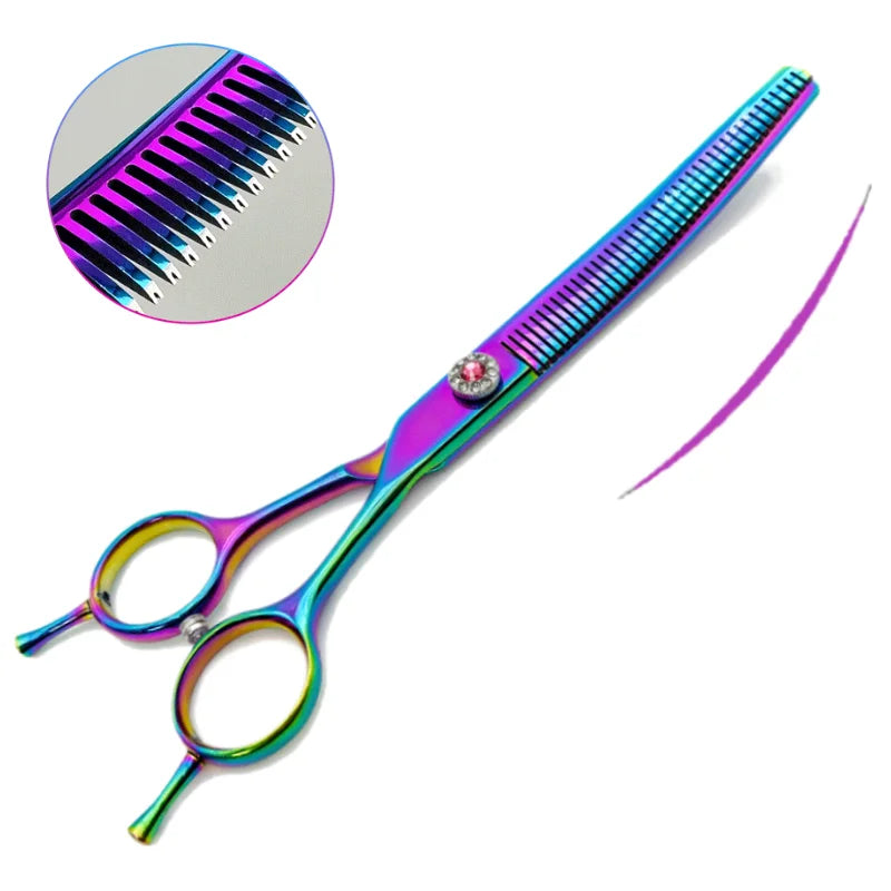 Colorful dog curved thinning shears