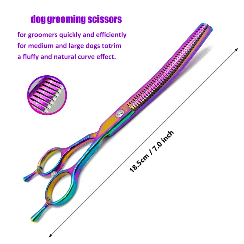 Colorful dog curved thinning shears