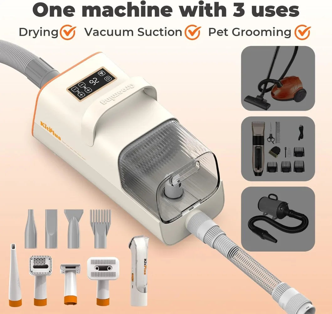 Blow Dryer 3-in-1 Pet Hair Vacuum Groomer Kit