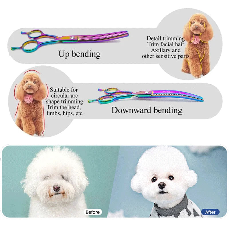 Colorful dog curved thinning shears