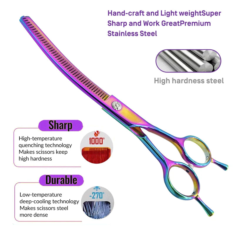 Colorful dog curved thinning shears