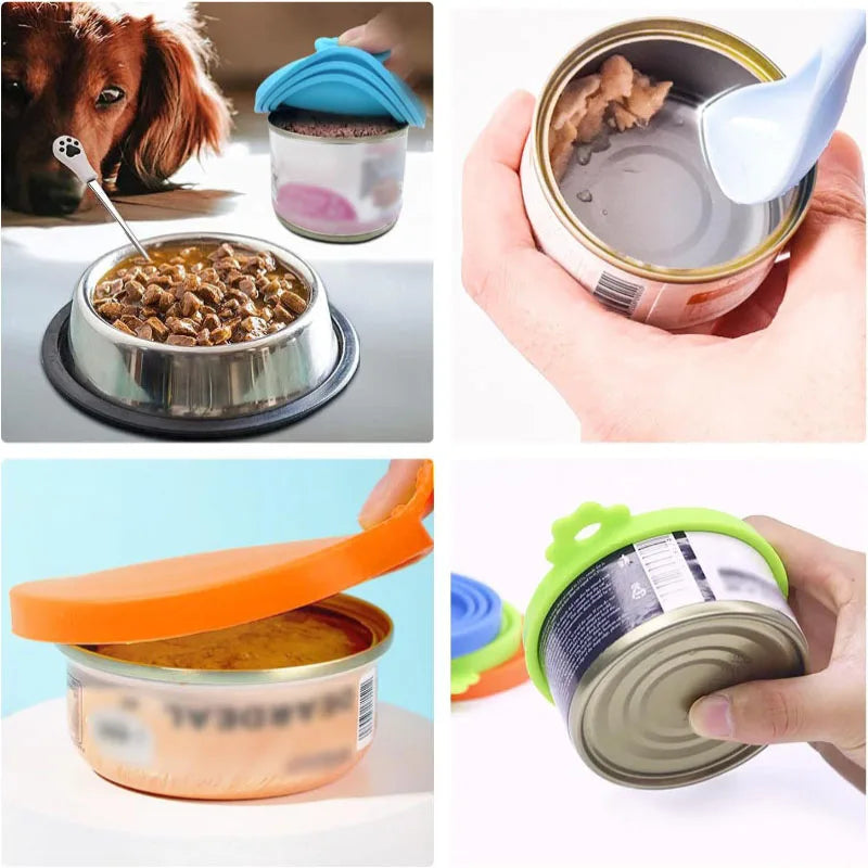 Reusable Pet Food Can Cover and Spoon