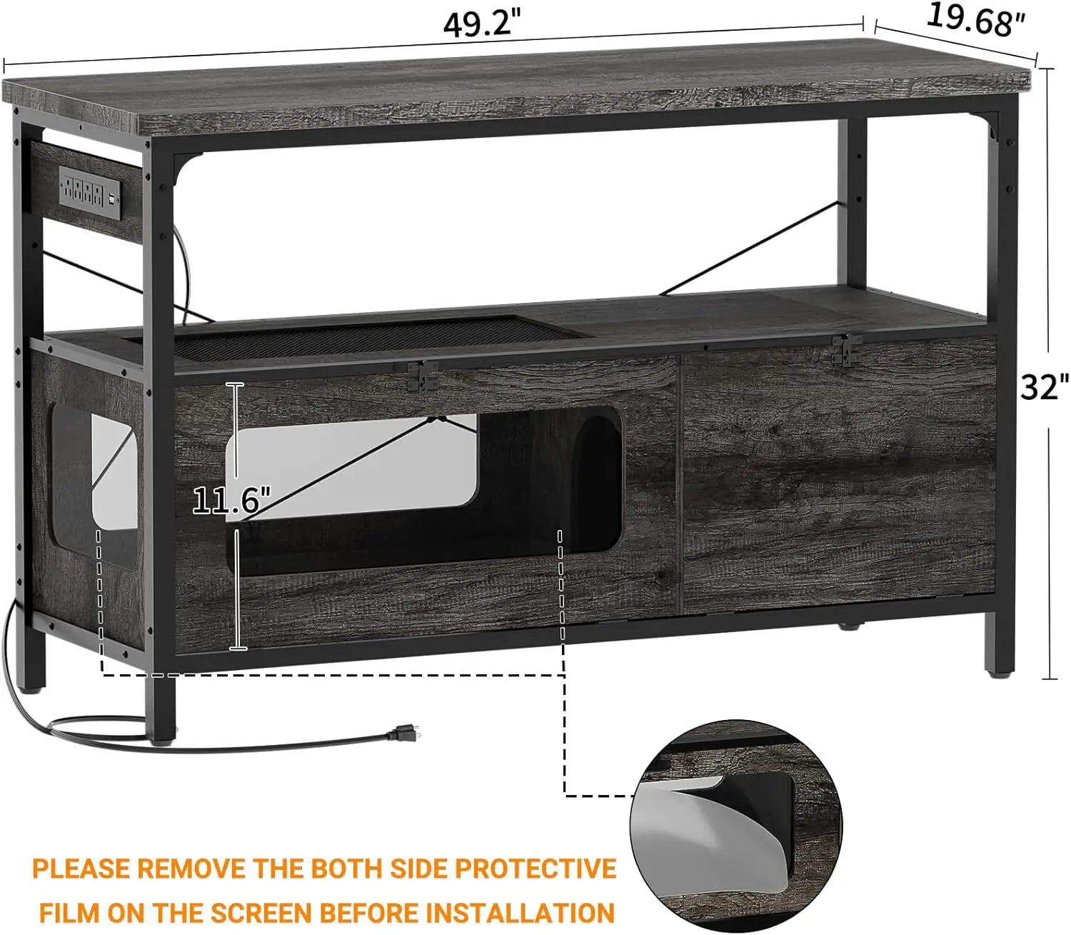 Fish Tank Stand with LED Light Aquarium Stand with Outlet and Storage 49.2"