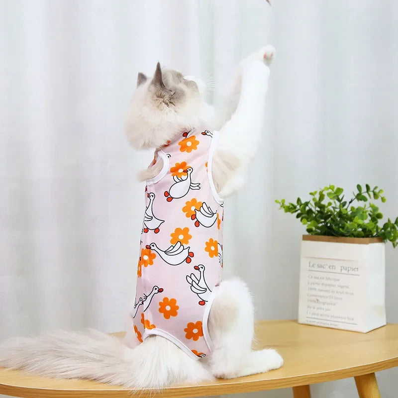 Breathable Elastic Cat Vest for Wound Protection