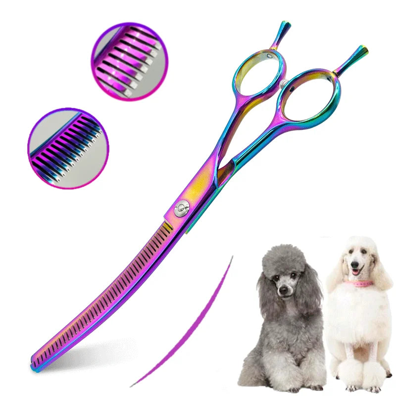 Colorful dog curved thinning shears