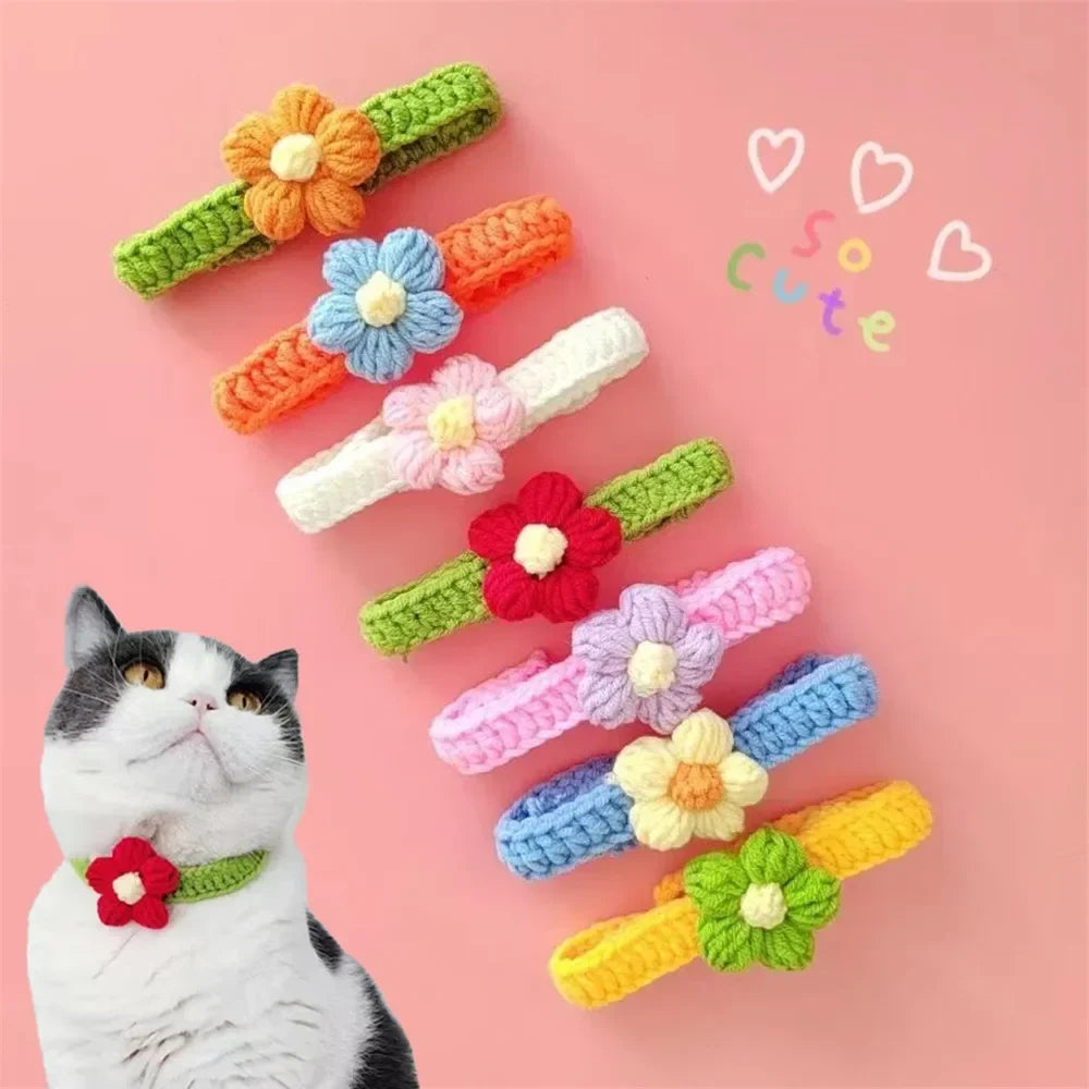 Adjustable Wool Necklace Kawaii Crochet Pet Collar