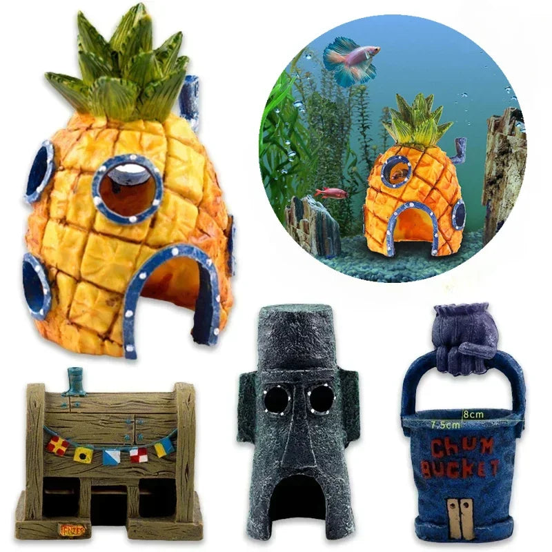 Aquarium Decoration – Cartoon Pineapple House