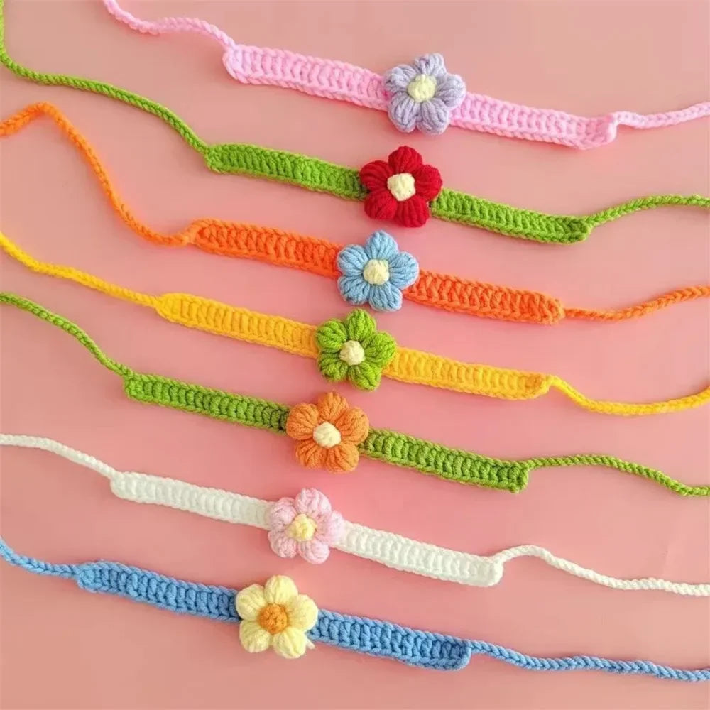 Adjustable Wool Necklace Kawaii Crochet Pet Collar